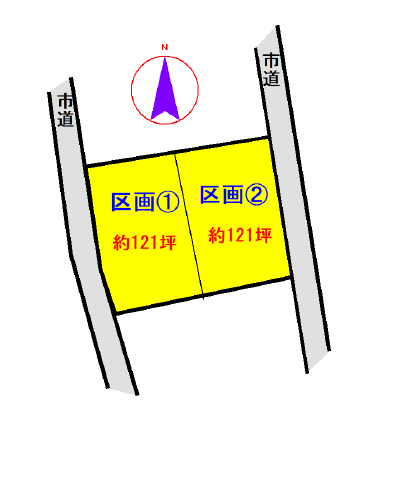 北川根小学校学区　土地面積:401.45平米 ( 121.43坪 )　