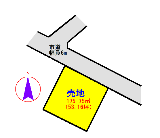 岩間第三小学校学区　土地面積:175.75平米 ( 53.16坪 )　