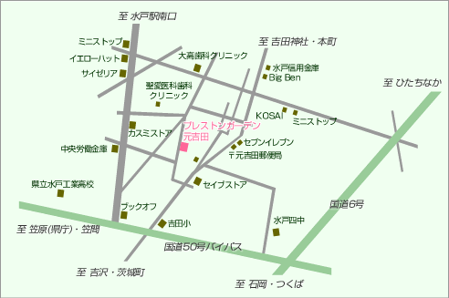 プレストンガーデン元吉田　現地案内図